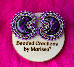 Purple Lotus Moon Earrings