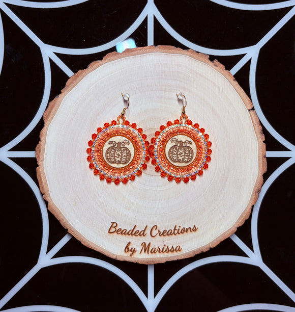 Wooden Pumpkin Mickey Earrings