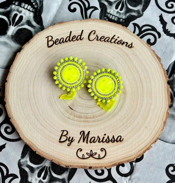 Neon Yellow Bat Earrings