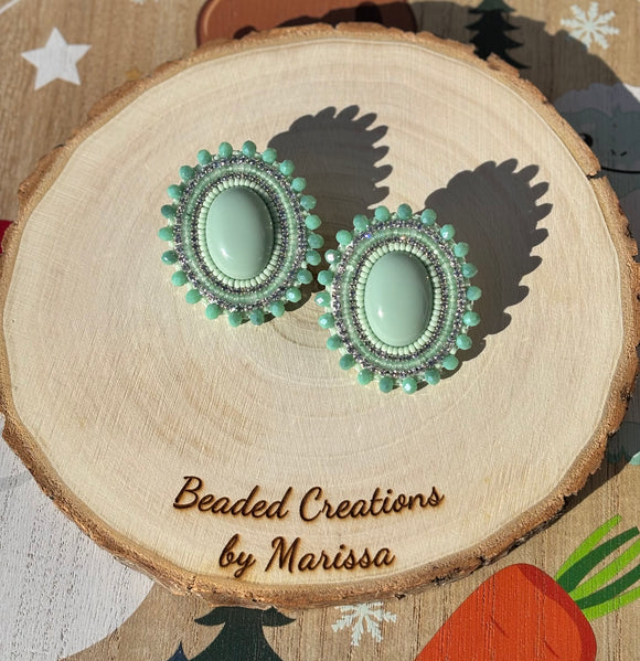 Mint Oval Earrings