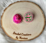 Pink and Green Egg Earrings