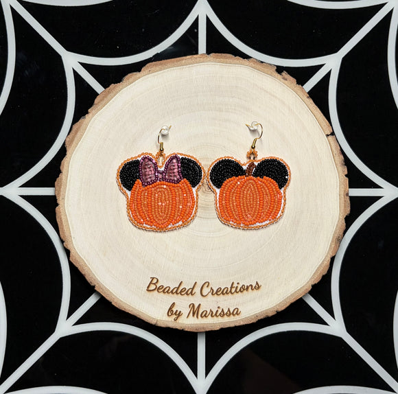 Beaded Pumpkin Mickey and Minnie