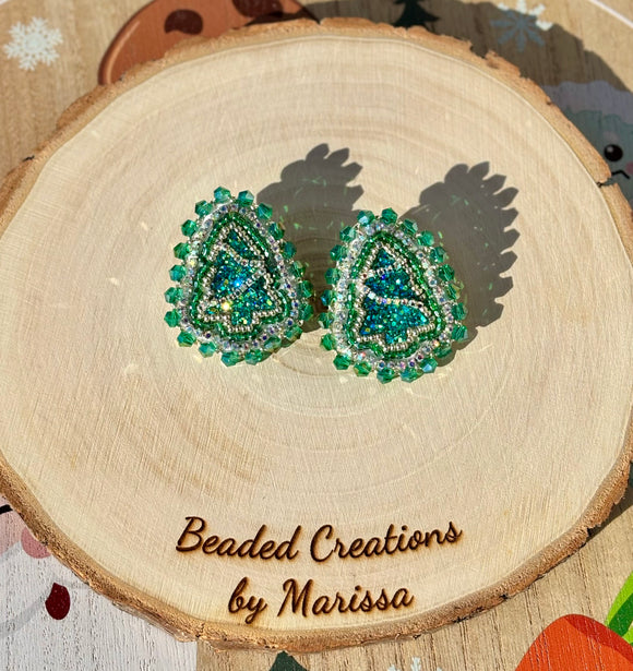 Green Xmas Tree Earrings