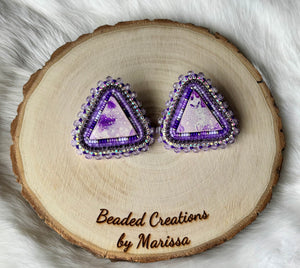 Purple Triangle Earrings