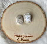 White Peep Earrings