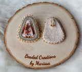 Neutral Wooden Floral Cab Earrings