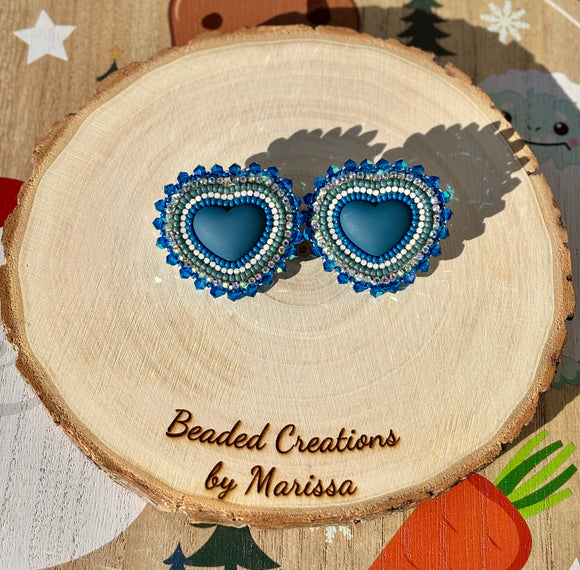 Navy Matte Heart Earrings