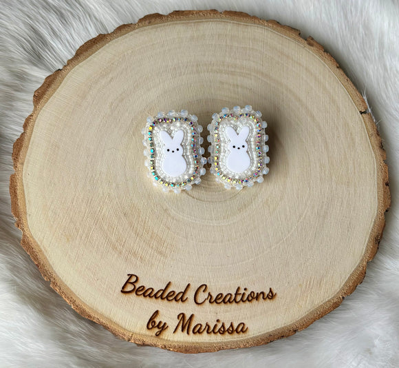 White Peep Earrings