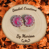 Pink and Mauve Moon Earrings