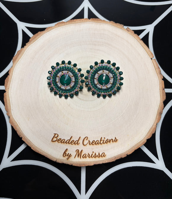 Green and Gold Earrings