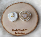 White Opal Heart Earrings