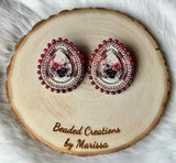 Pink and Mauve Wooden Floral Earrings