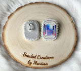 Blue and Pink Rectangle Earrings