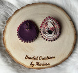 Pink and Mauve Wooden Floral Earrings