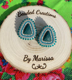 Teal Matte Triangle Earrings
