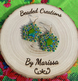 Turquoise and Green Star Earrings